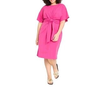 Eloquii Vibrant Pink Midi Dress